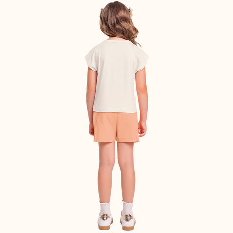 CONJ FEM BL LIMOES C STRASS E SHORT MLT BAUNILHA/LARANJA