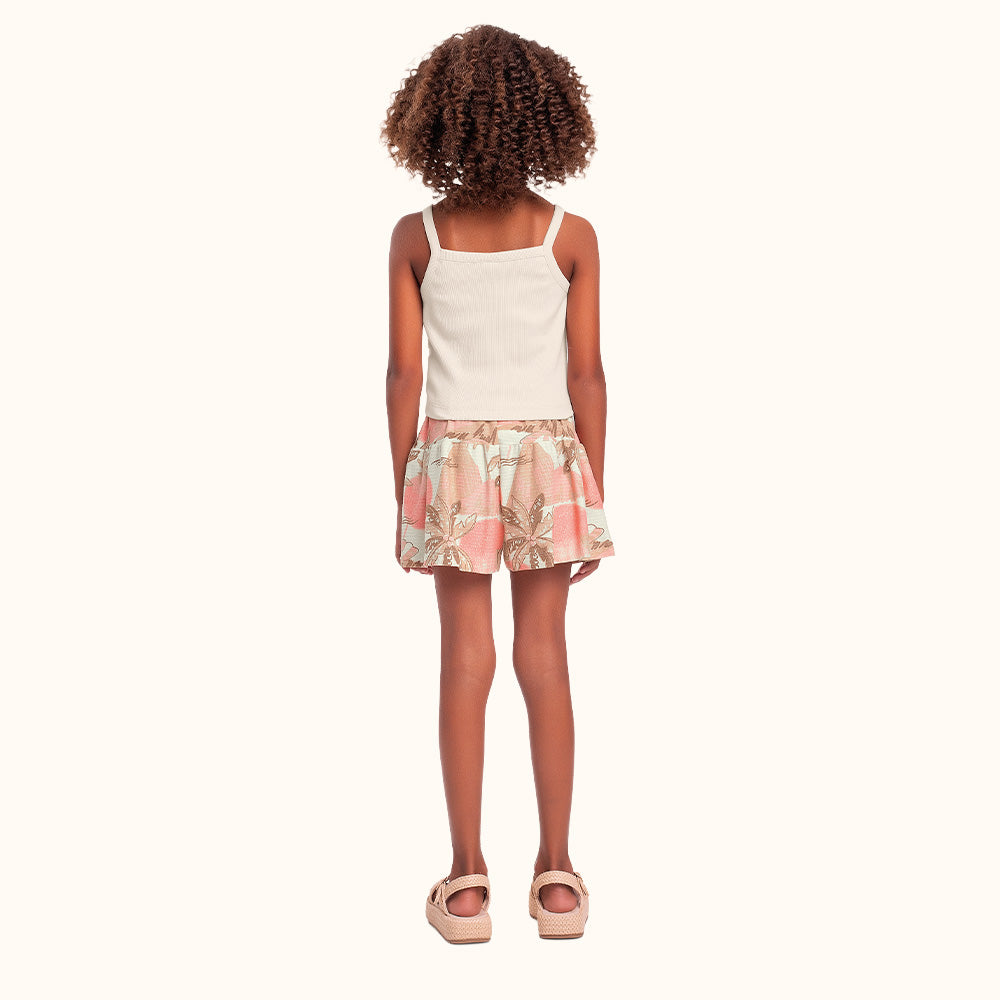 CONJ FEM REG RIB SHORT EST COQ FLORENCE BAUNILHA/EST MARROM