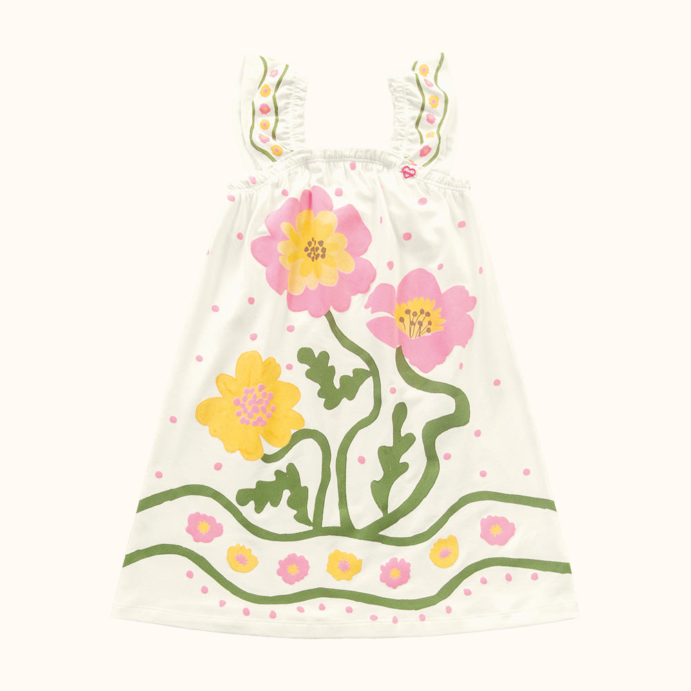 VESTIDO ALCA BAB EST FLORES PINTADAS MARFIM