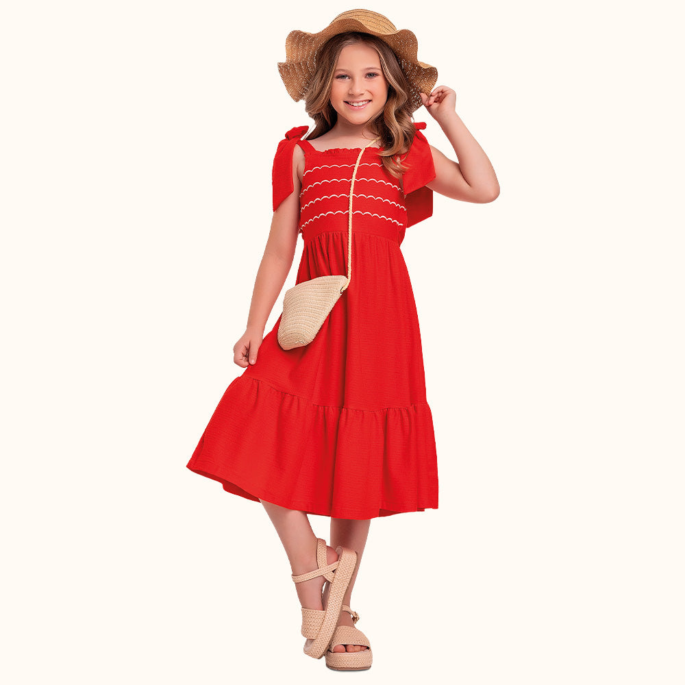 VESTIDO ALCA FLORENCE LASTEX BORD BUSTO VERMELHO