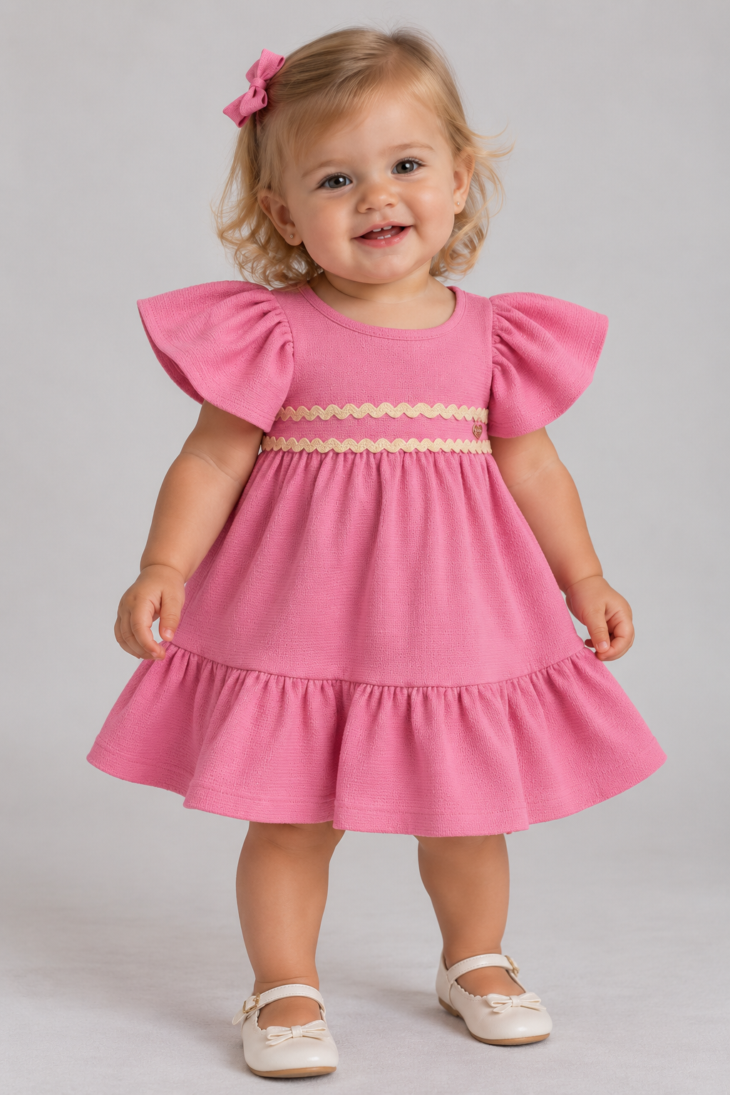 VESTIDO MC BAB DET RENDA BUSTO FAVO ROSA