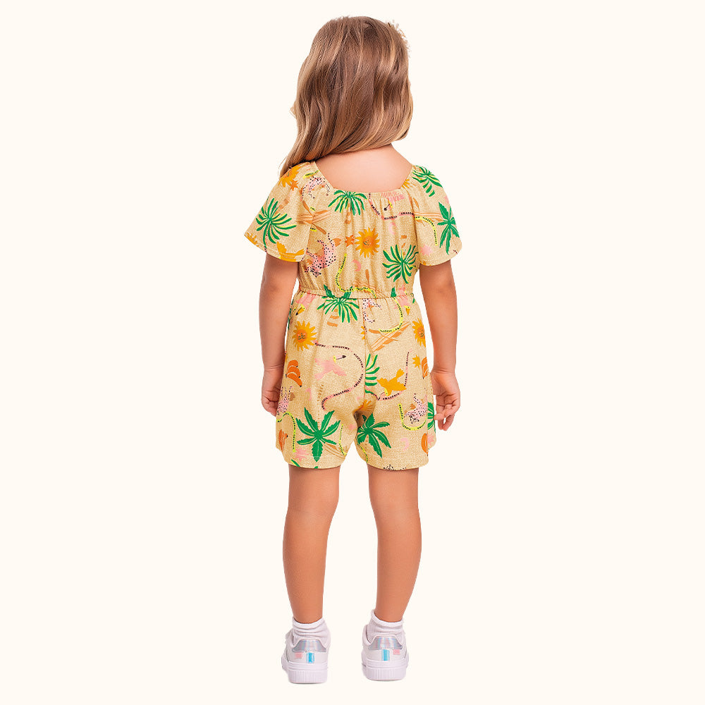 MACACAO MC ESTAMPADO DET LANT CINTURA AMARELO MANTEIGA