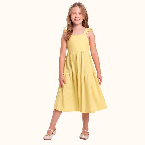VESTIDO ALCA BAB MALHA FLORENCE AMARELO