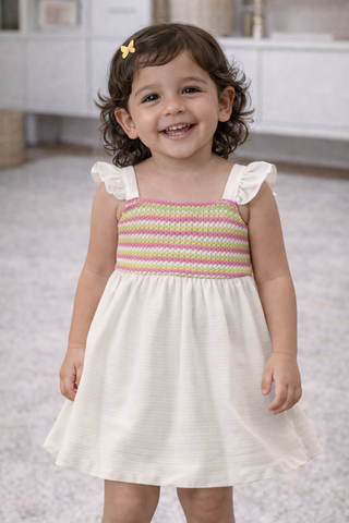 VESTIDO BB ALCA BAB DET FRENTE TRICO MARFIM