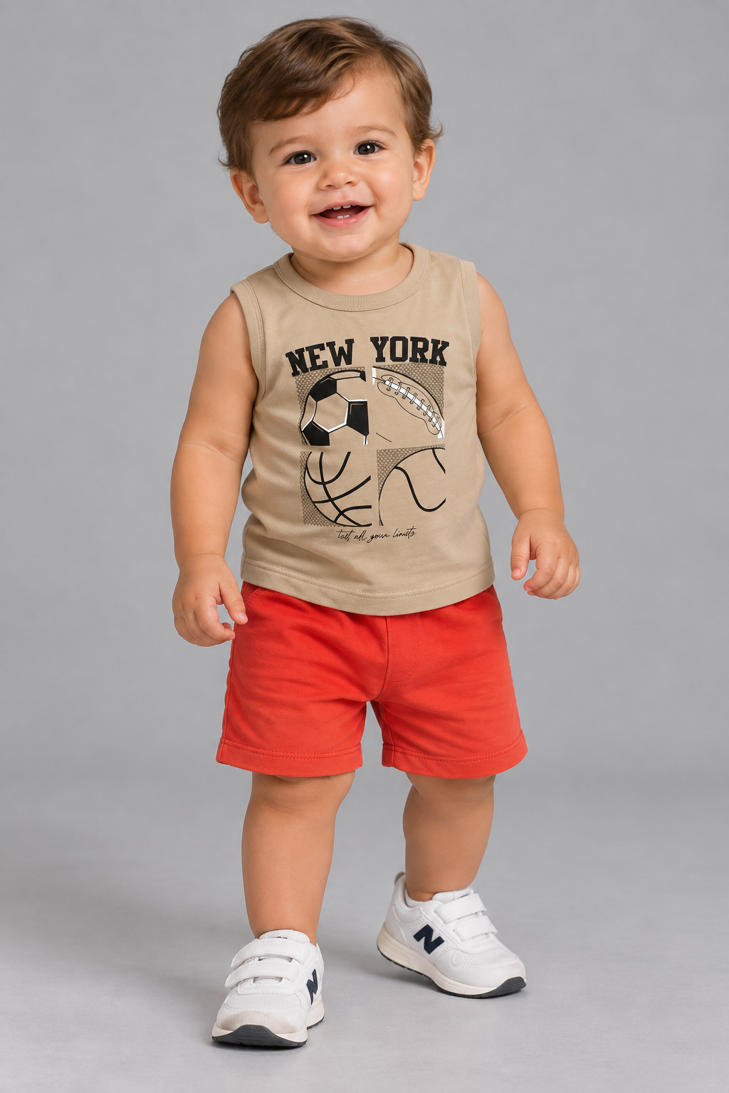 CONJ MAS REG NEW YORK BOLA E BERM MLT CAMELO/VERMELHO