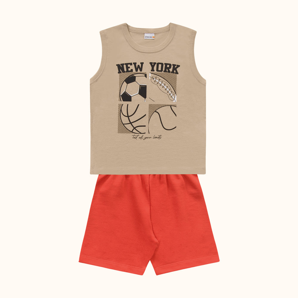 CONJ MAS REG NEW YORK BOLA E BERM MLT CAMELO/VERMELHO