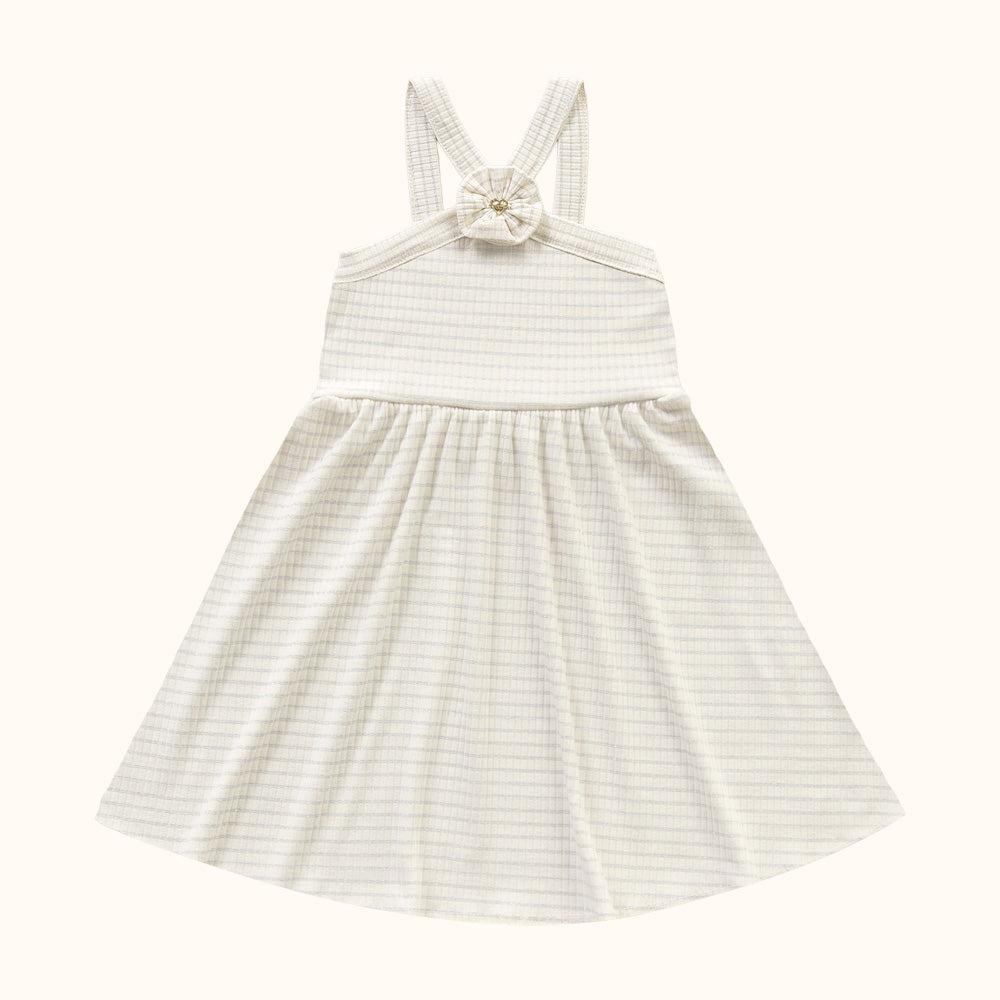 VESTIDO DET ALCA C AVIAM RIBANA LUREX CRU/PRATA