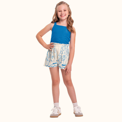 CONJ FEM REG LASTEX E SHORT EST MAR AZUL COBALTO