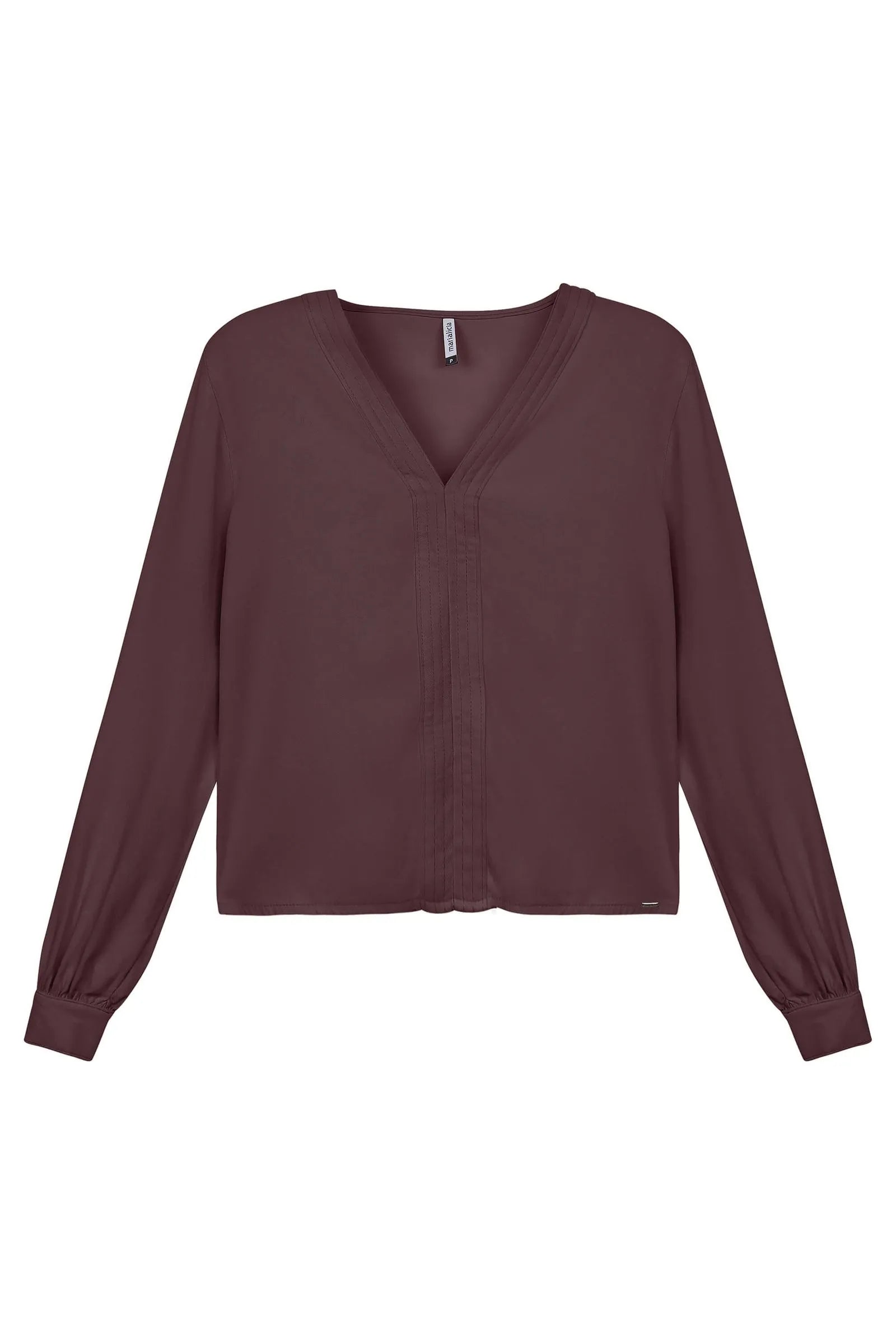 CAMISA FEM ML GOLA V VISCOSE SARJADA VINHO