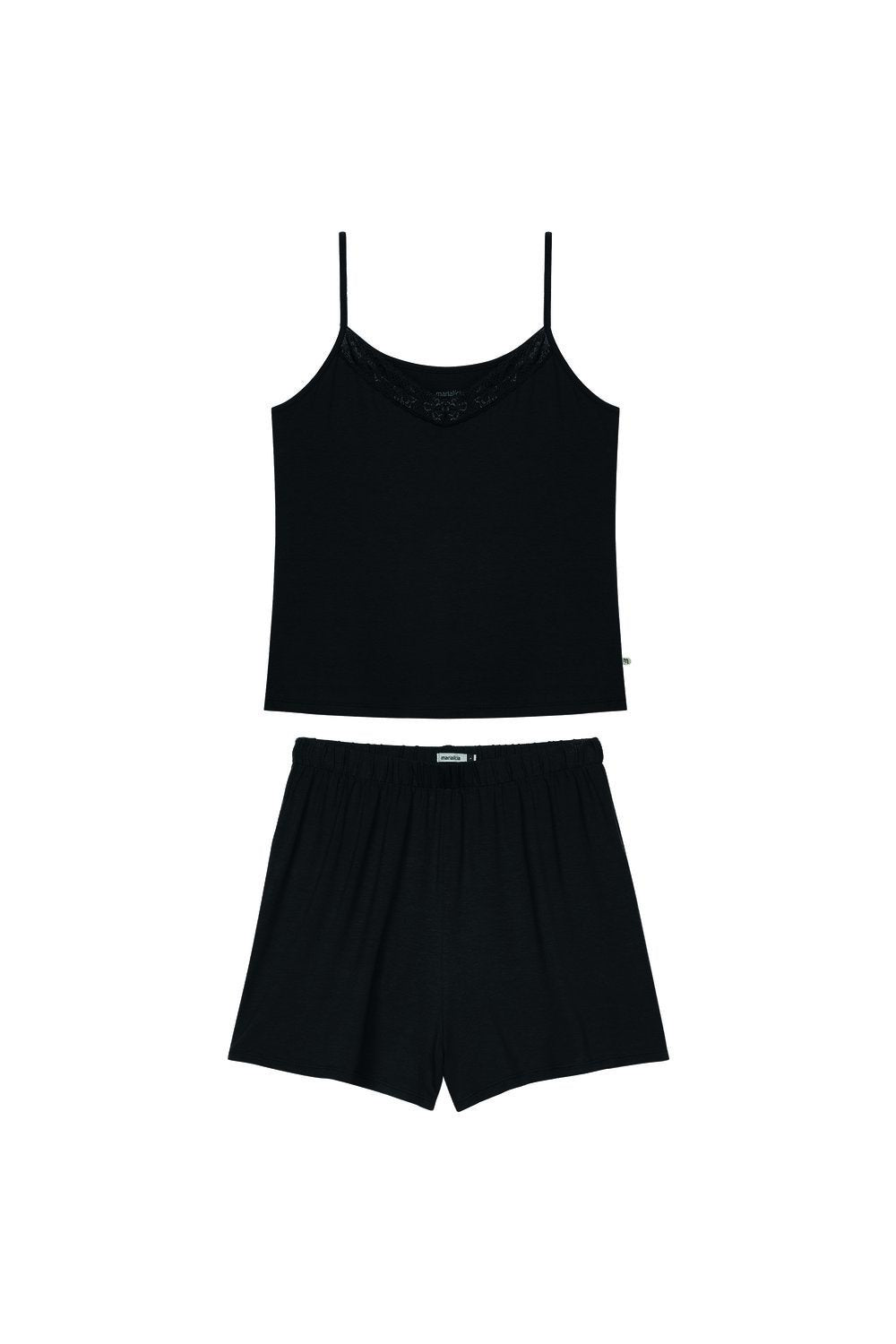PIJAMA FEM REG E SHORT MALHA DE VISCOSE PRETO