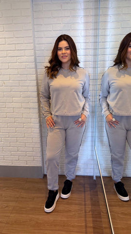 CONJ FEM BLUSAO E CALCA MOLECOTTON FELP CINZA