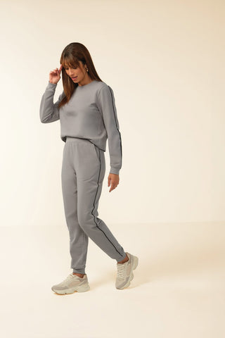 CONJ FEM BLUSAO E CALCA MOLECOTTON FELP CINZA