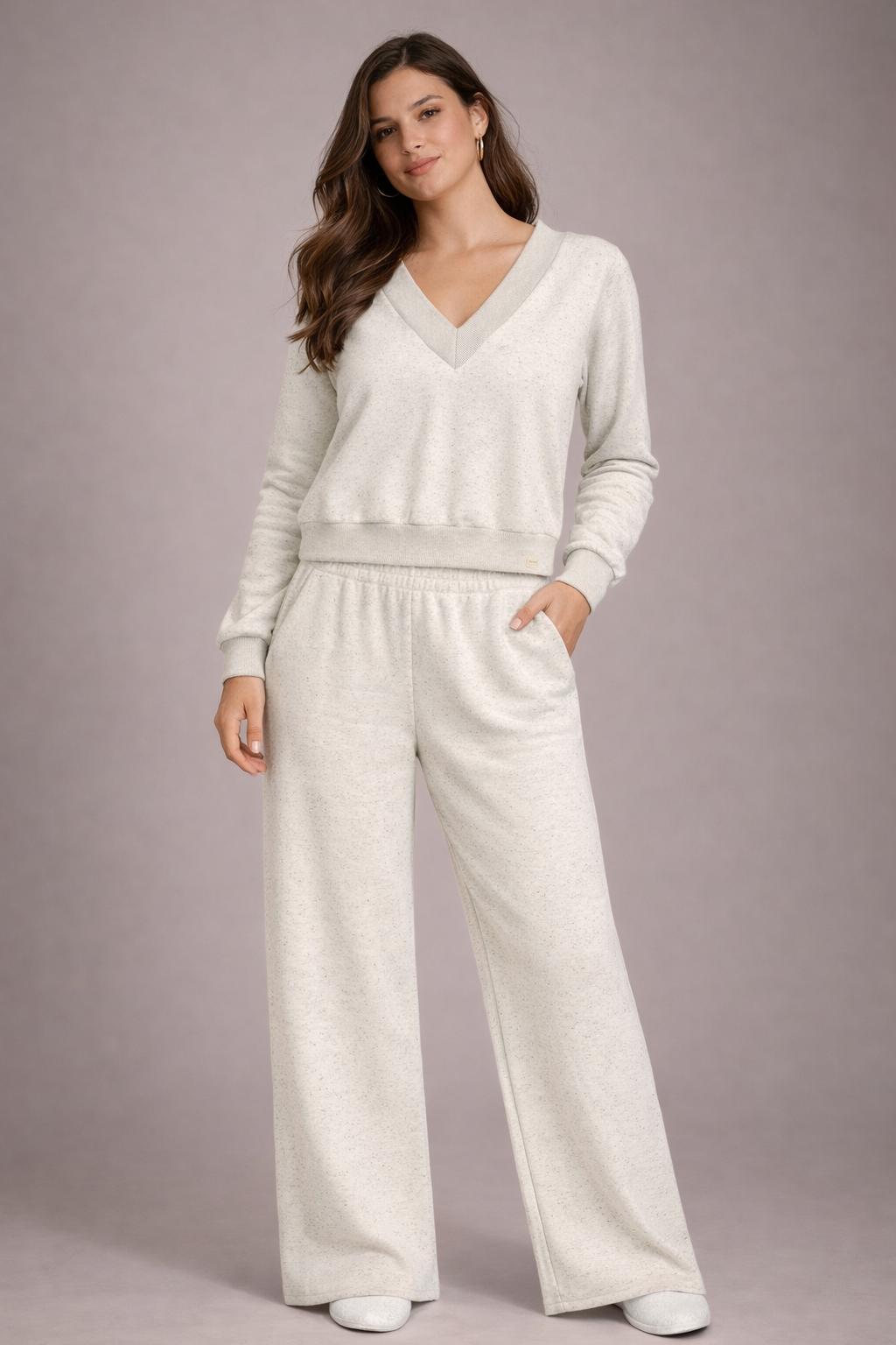 CONJ FEM BLUSAO E CALCA MLT LINHO FELP OFF WHITE