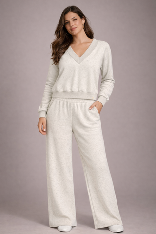 CONJ FEM BLUSAO E CALCA MLT LINHO FELP OFF WHITE