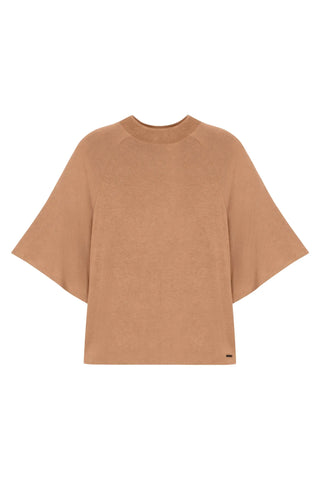 BLUSA FEM MC EM MALHA TRICO DE VISCOSE MARROM