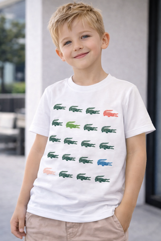 CAMISETA MAS KIDS MC CROC GRID LACOSTE BRANCO 001