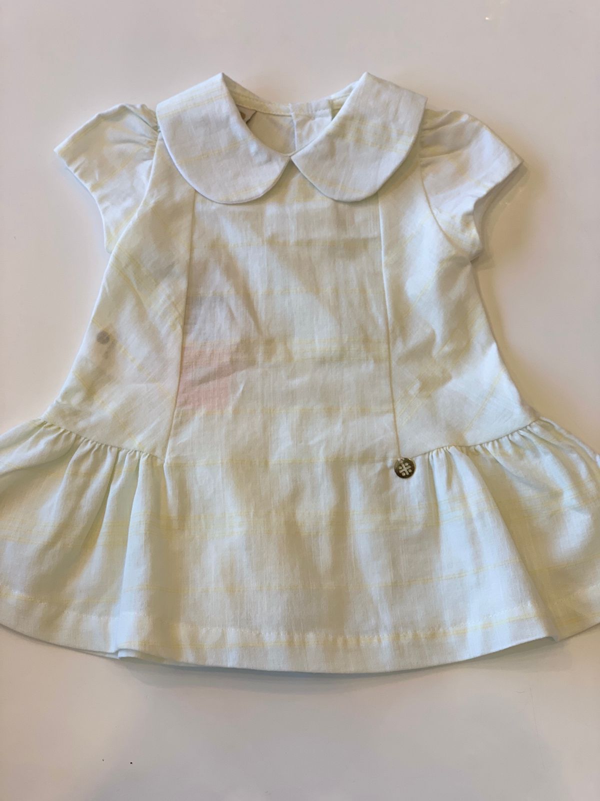 VESTIDO BABY TRICOLINE LISTRADA AMARELO CLARO