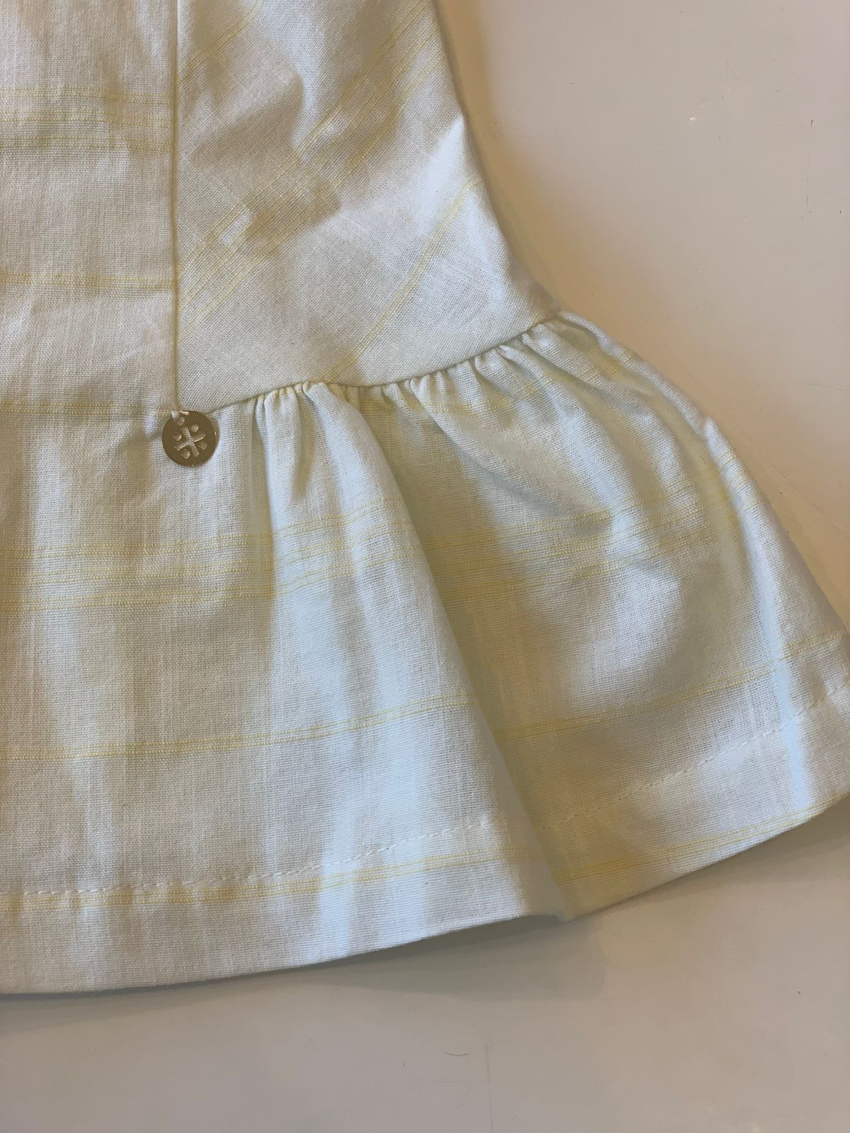 VESTIDO BABY TRICOLINE LISTRADA AMARELO CLARO