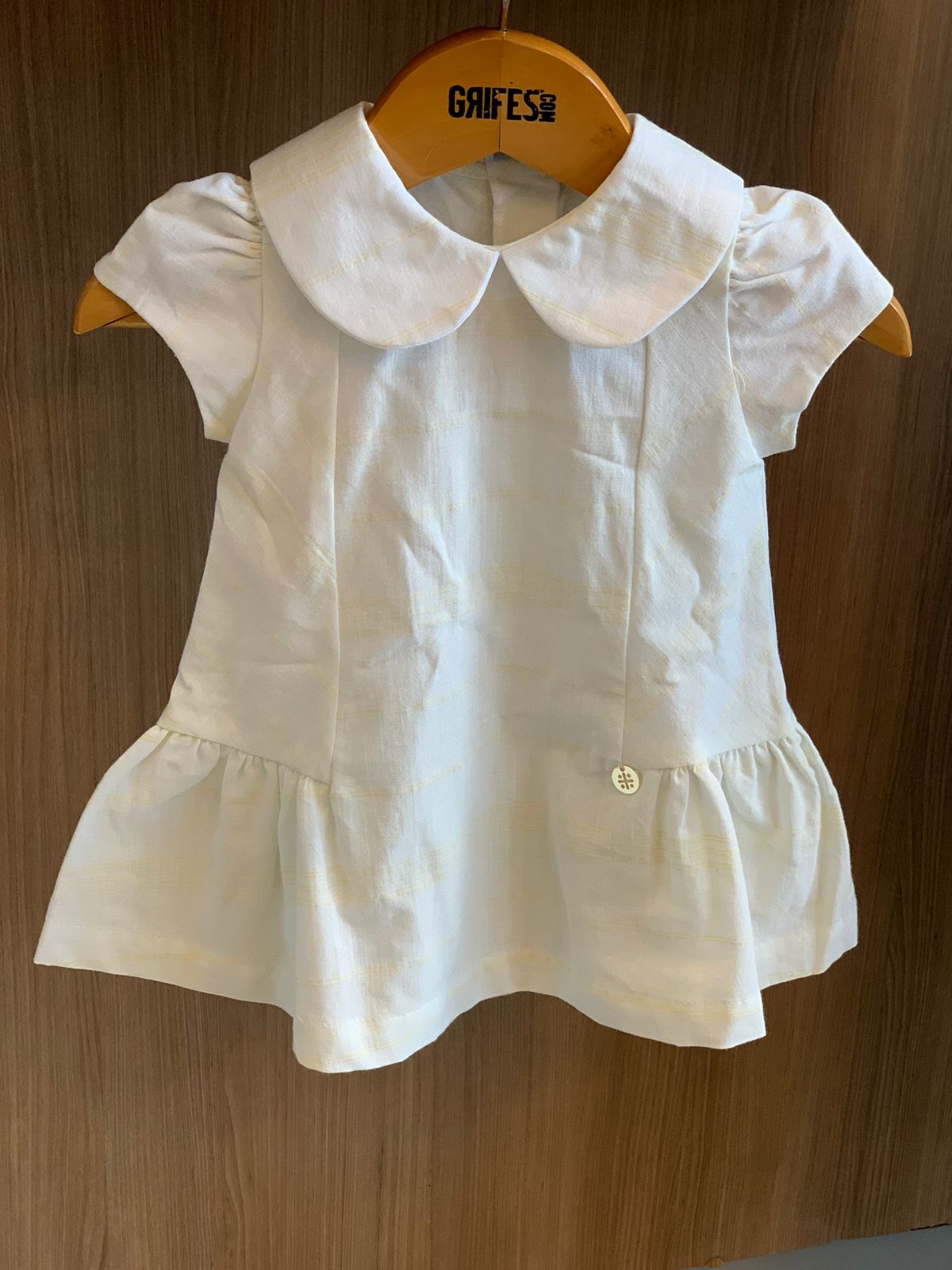 VESTIDO BABY TRICOLINE LISTRADA AMARELO CLARO