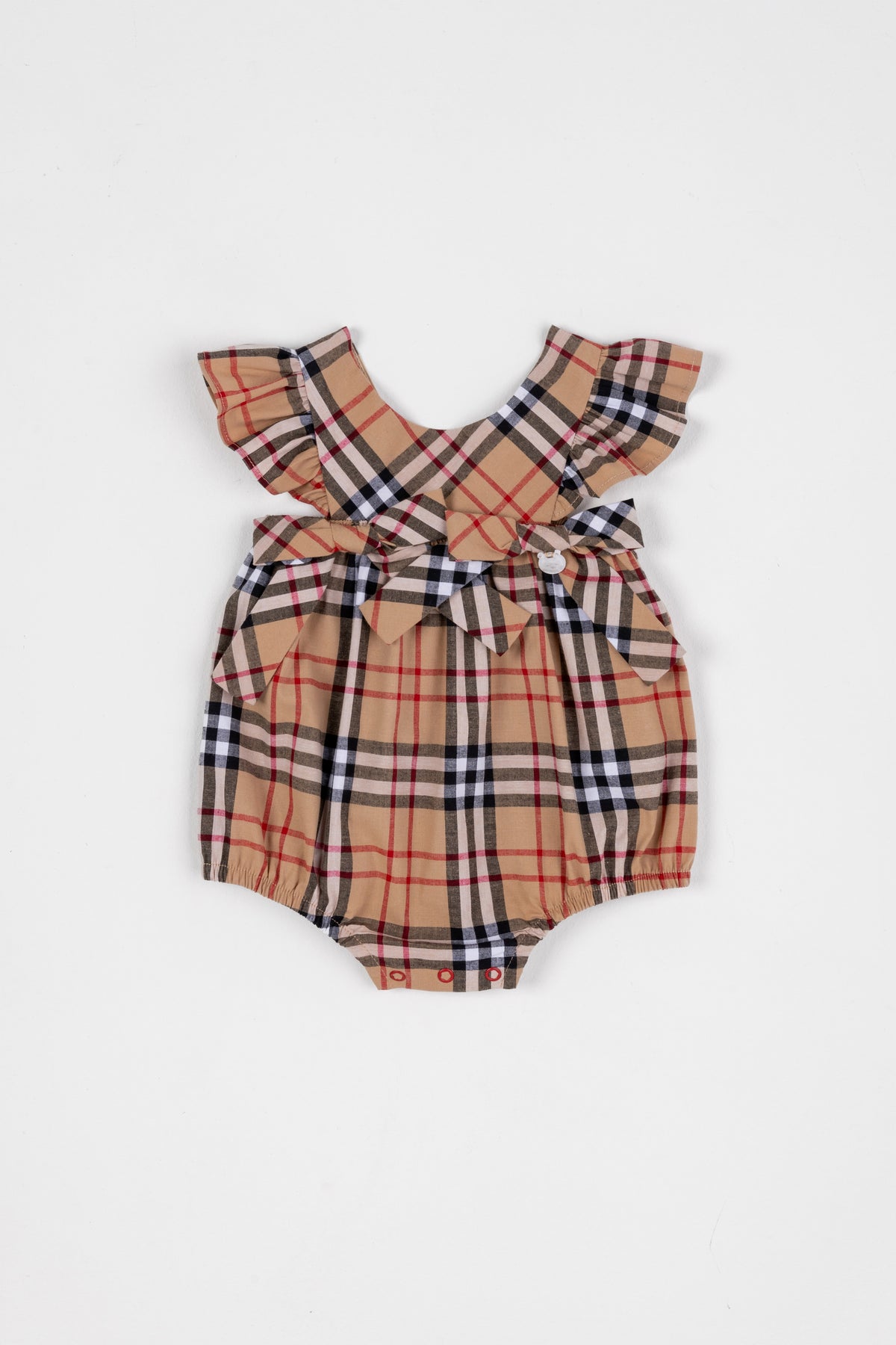 ROMPER FEM BABY FOFINHO TRICOL XADREZ CAMELO