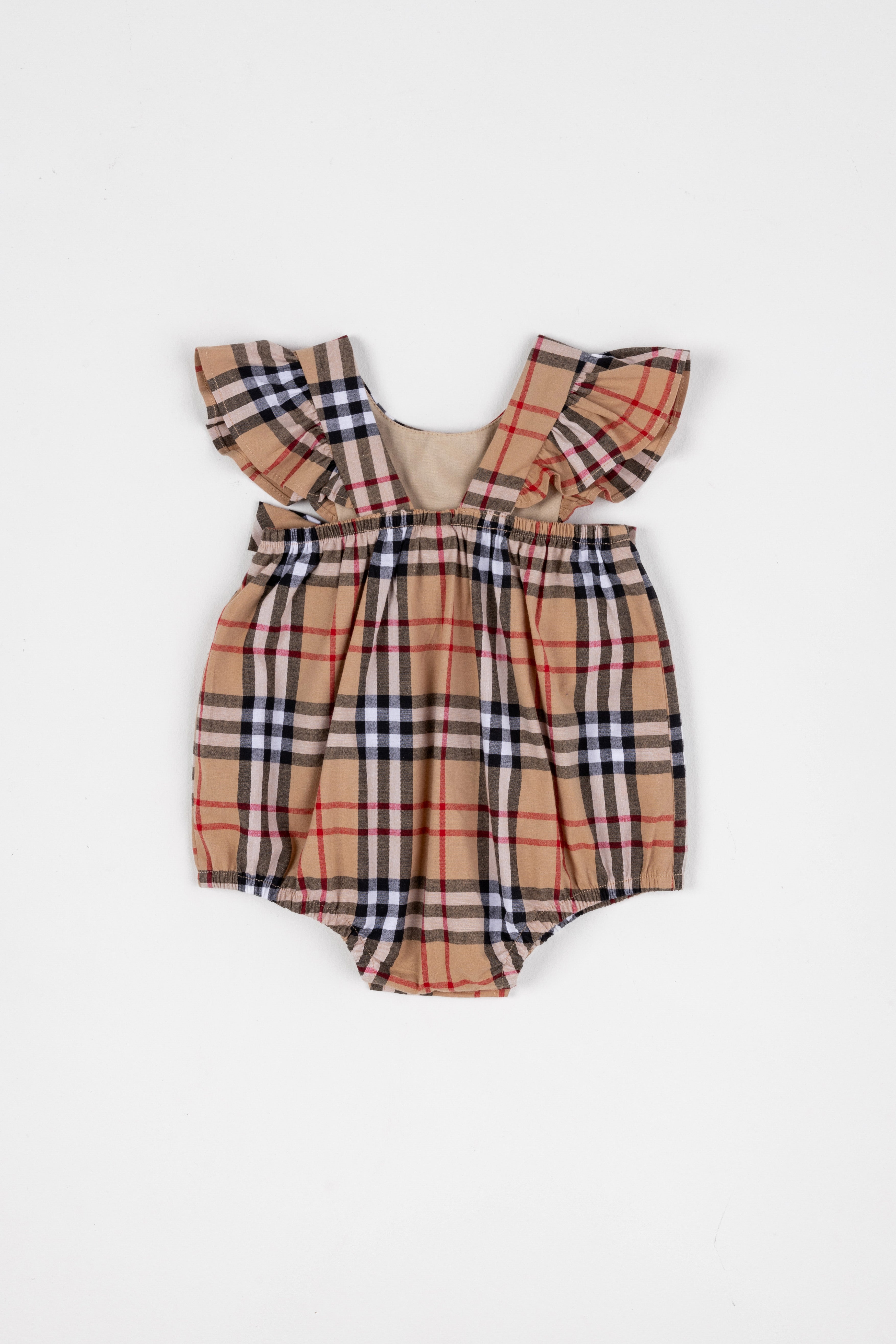 ROMPER FEM BABY FOFINHO TRICOL XADREZ CAMELO