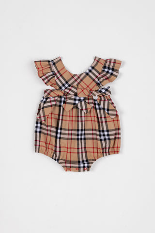 ROMPER FEM BABY FOFINHO TRICOL XADREZ CAMELO
