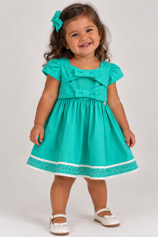 VESTIDO TRICOLINE C DET LACOS FRENTE VERDE TURQUESA