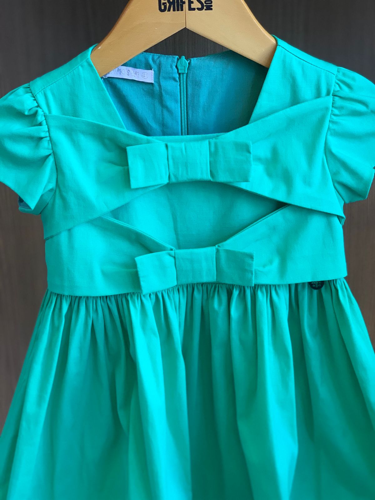 VESTIDO TRICOLINE C DET LACOS FRENTE VERDE TURQUESA