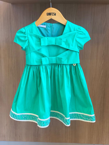 VESTIDO TRICOLINE C DET LACOS FRENTE VERDE TURQUESA
