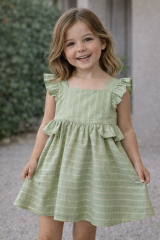 VESTIDO TRICOLINE LISTRRADA FIO DE LUREX VERDE CLARO