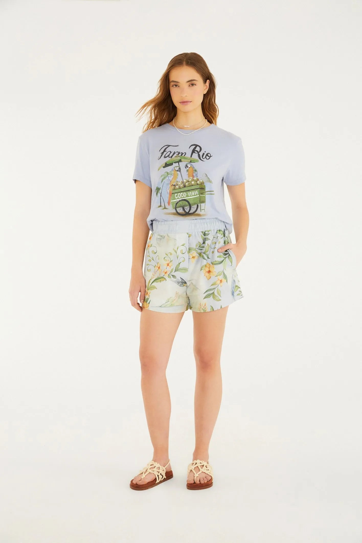 SHORT FEM PAISAGEM RIO FARM AZUL CLARO