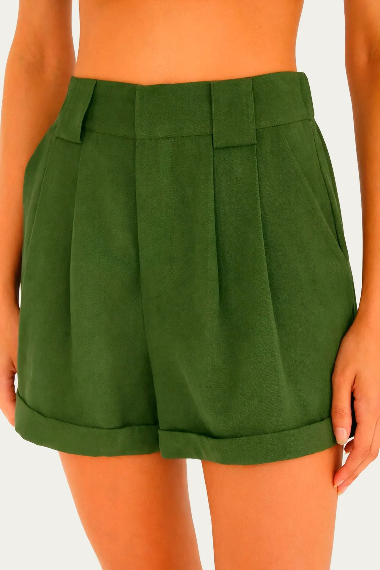 SHORT FEM ALFAIATARIA BOLSO FARM VERDE JACARE