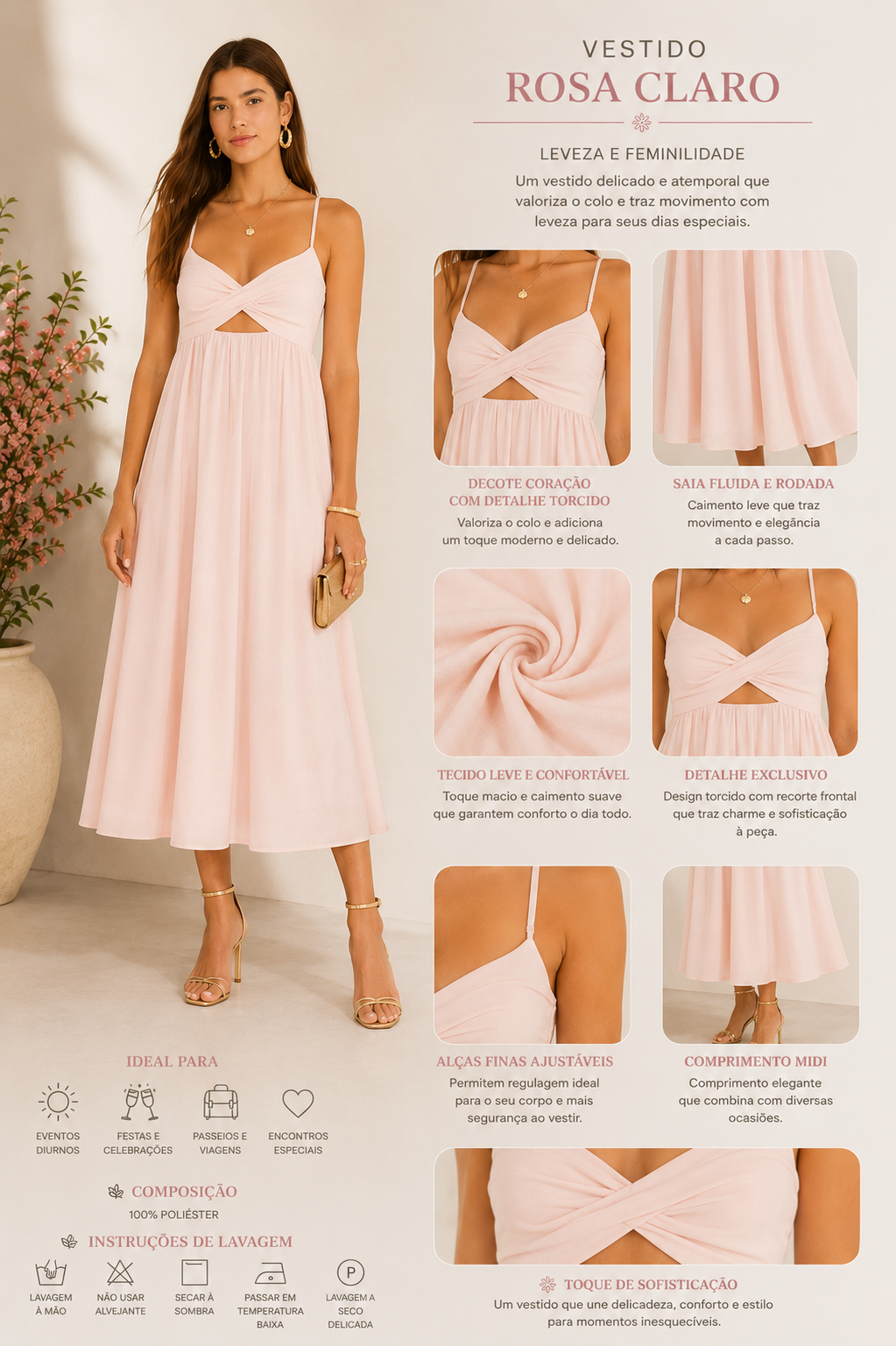VESTIDO CROPPED PREGAS FARM ROSA