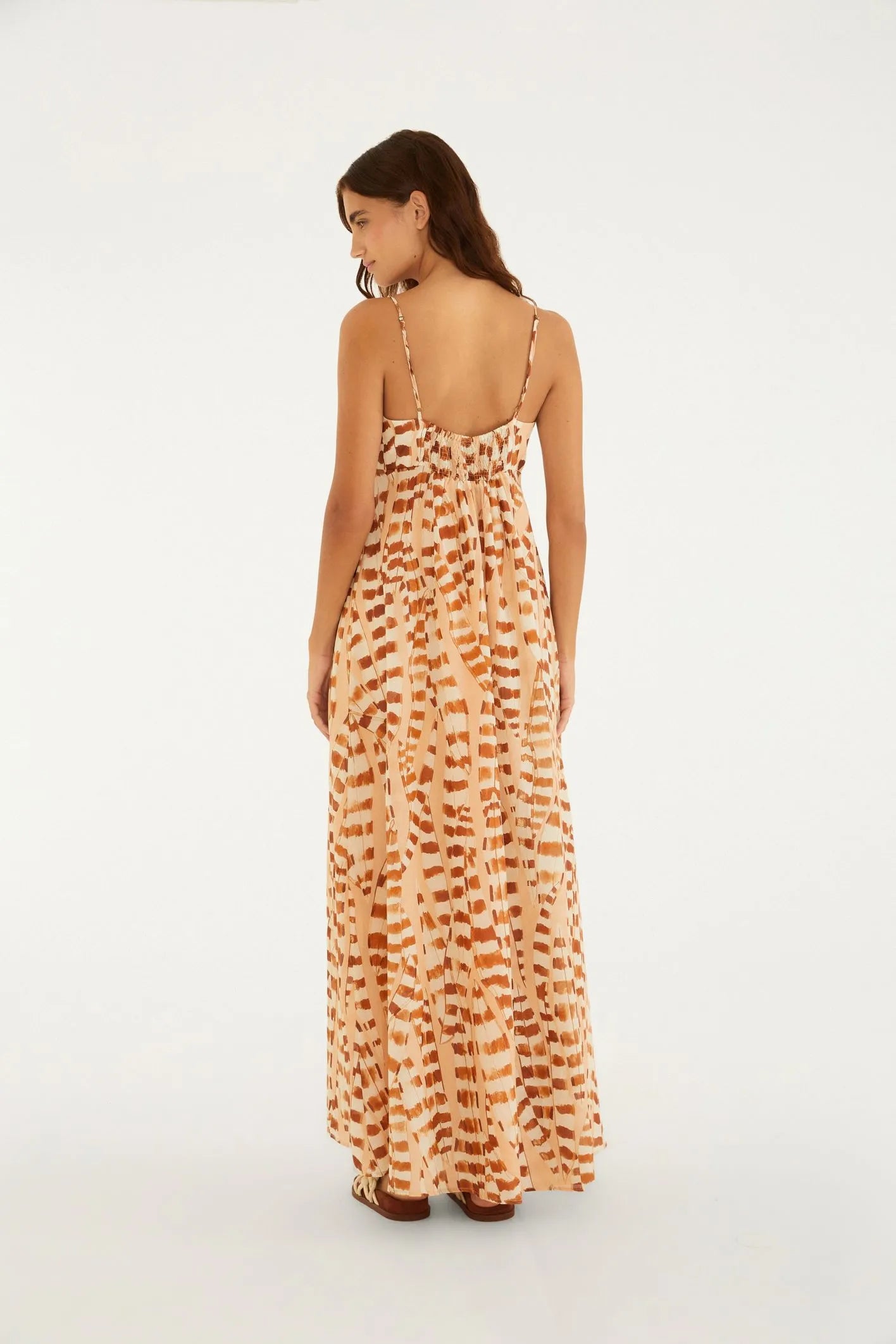 VESTIDO LONGO ALCA ESPADA SAO JORGE FARM PESSEGO/MARROM