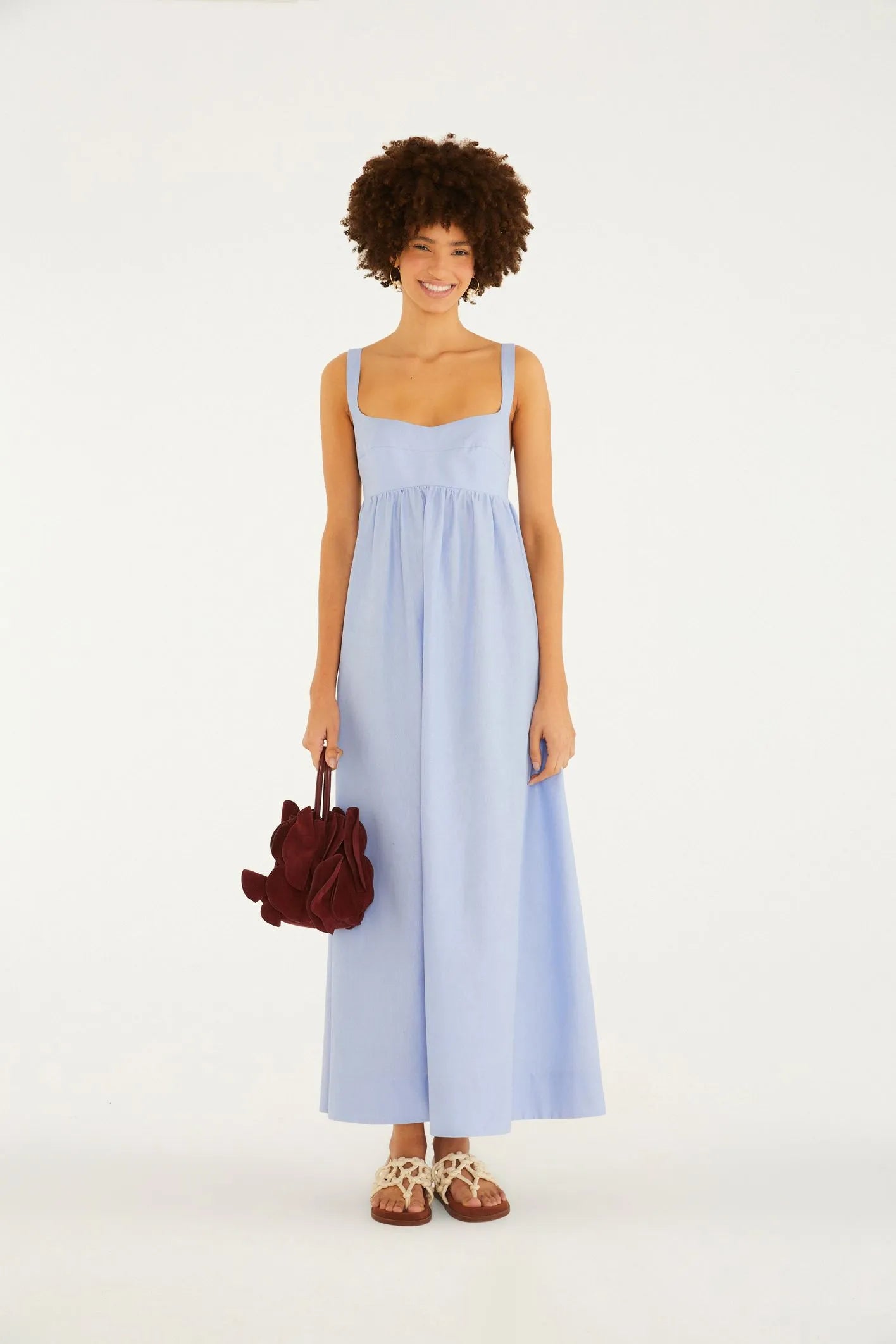 VESTIDO LONGO ALCAS FARM AZUL CLARO