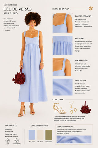 VESTIDO LONGO ALCAS FARM AZUL CLARO