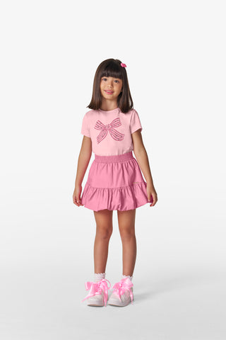 CONJ FEM BL LACO STRASS E SAIA BALONE ROSA CLARO