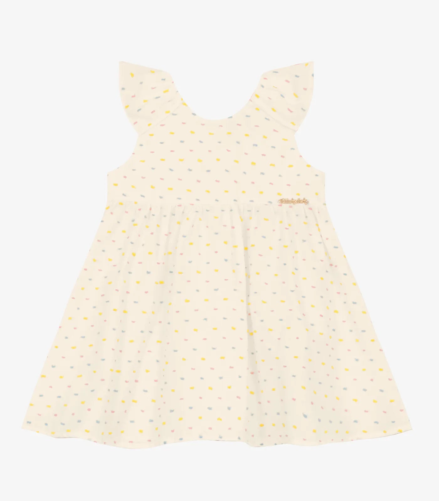 VESTIDO DET MANGA COTTON PLUMETIS OFF WHITE