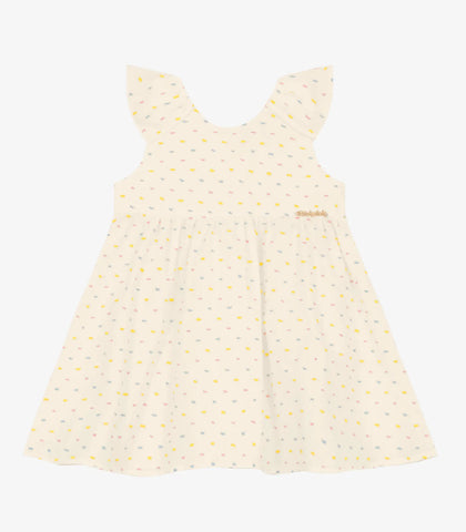 VESTIDO DET MANGA COTTON PLUMETIS OFF WHITE