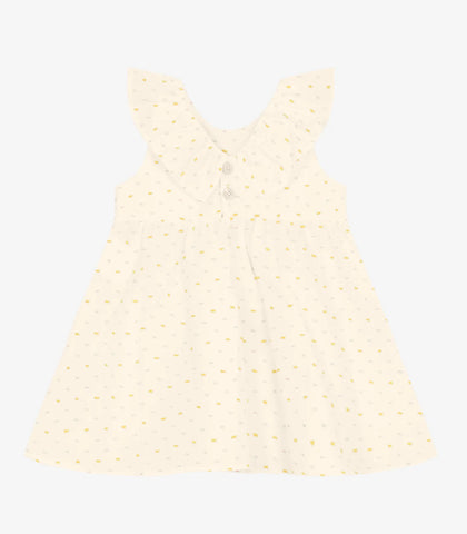 VESTIDO DET MANGA COTTON PLUMETIS OFF WHITE