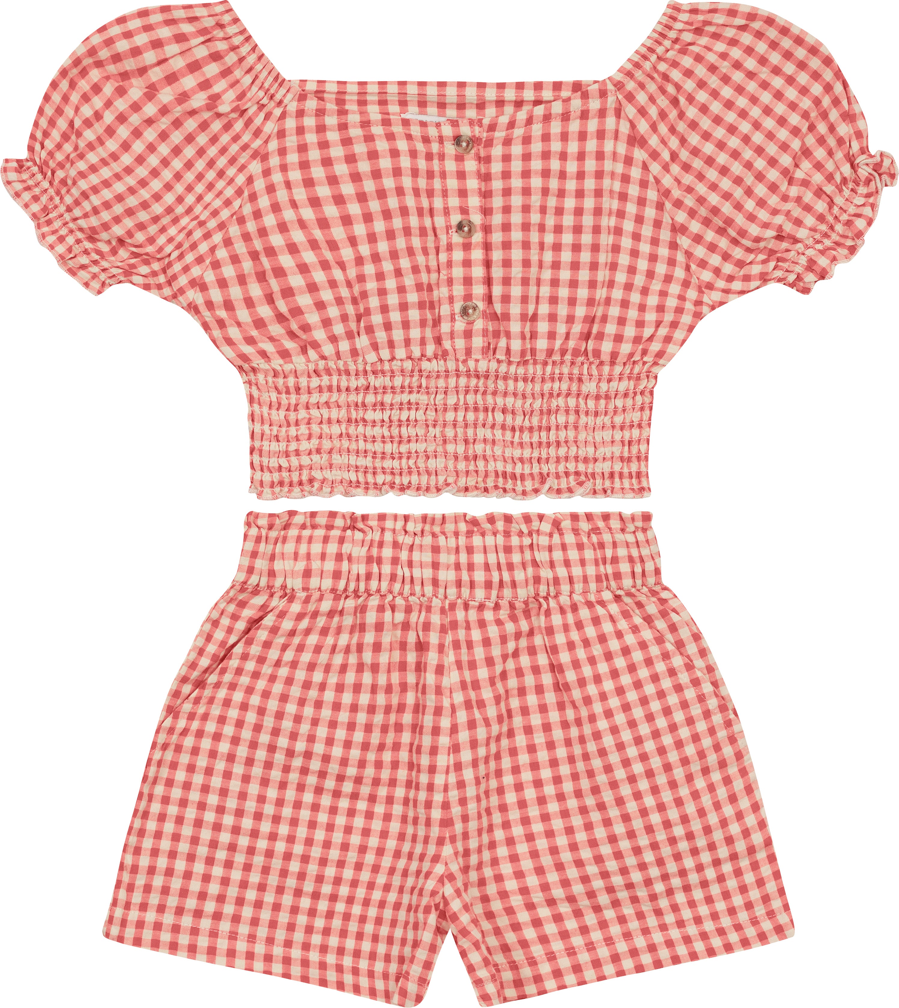CONJ FEM BL E SHORTS ANARRUGA XADREZ COROA IMPERIAL