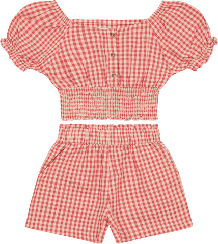 CONJ FEM BL E SHORTS ANARRUGA XADREZ COROA IMPERIAL