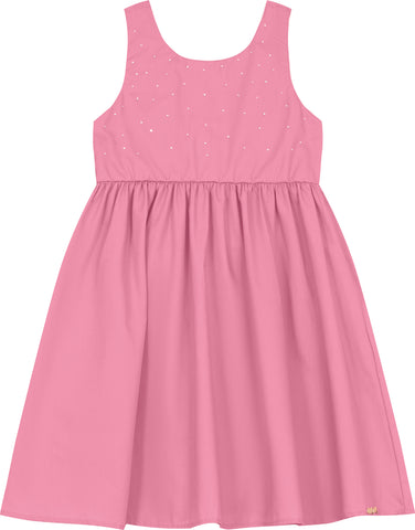 VESTIDO ALCA STRASS E LACOS COSTA TRICOL CASHMERE ROSA