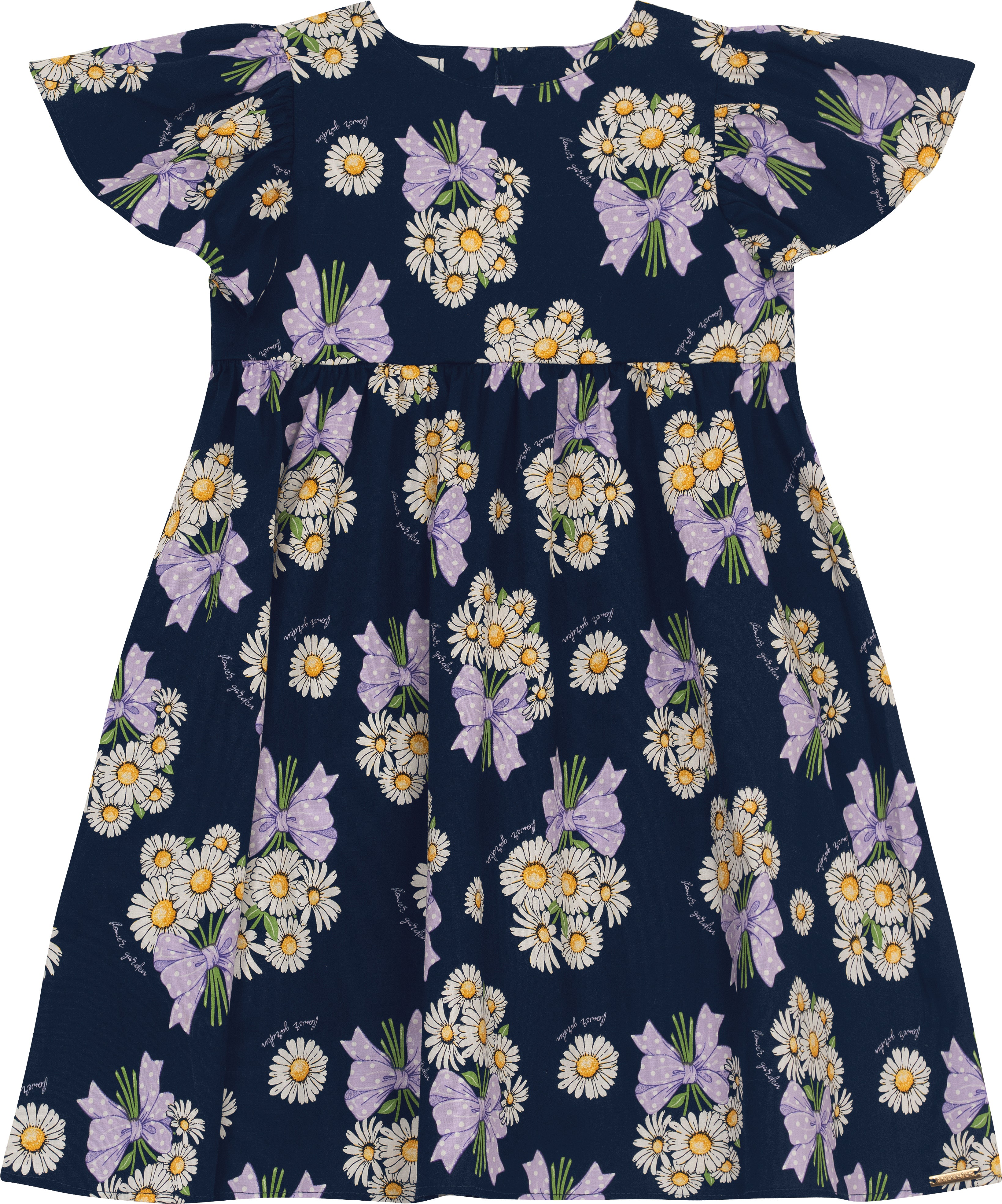 VESTIDO MC BORB POPELINE FLOWER GARDEN MARINHO