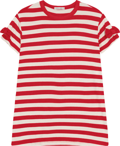 VESTIDO MC C LACOS RIBANA LISTRADO VERMELHO