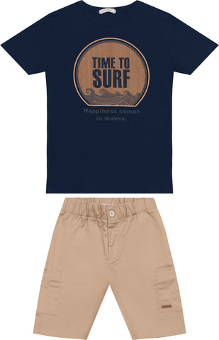 CONJ MAS CAM TIME TO SURF E BERM SARJA MARINHO/SISAL