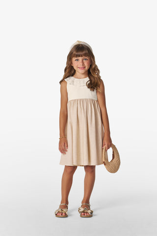 VESTIDO LINHO PREMIUM RENDA LACO COSTA OFF WHITE