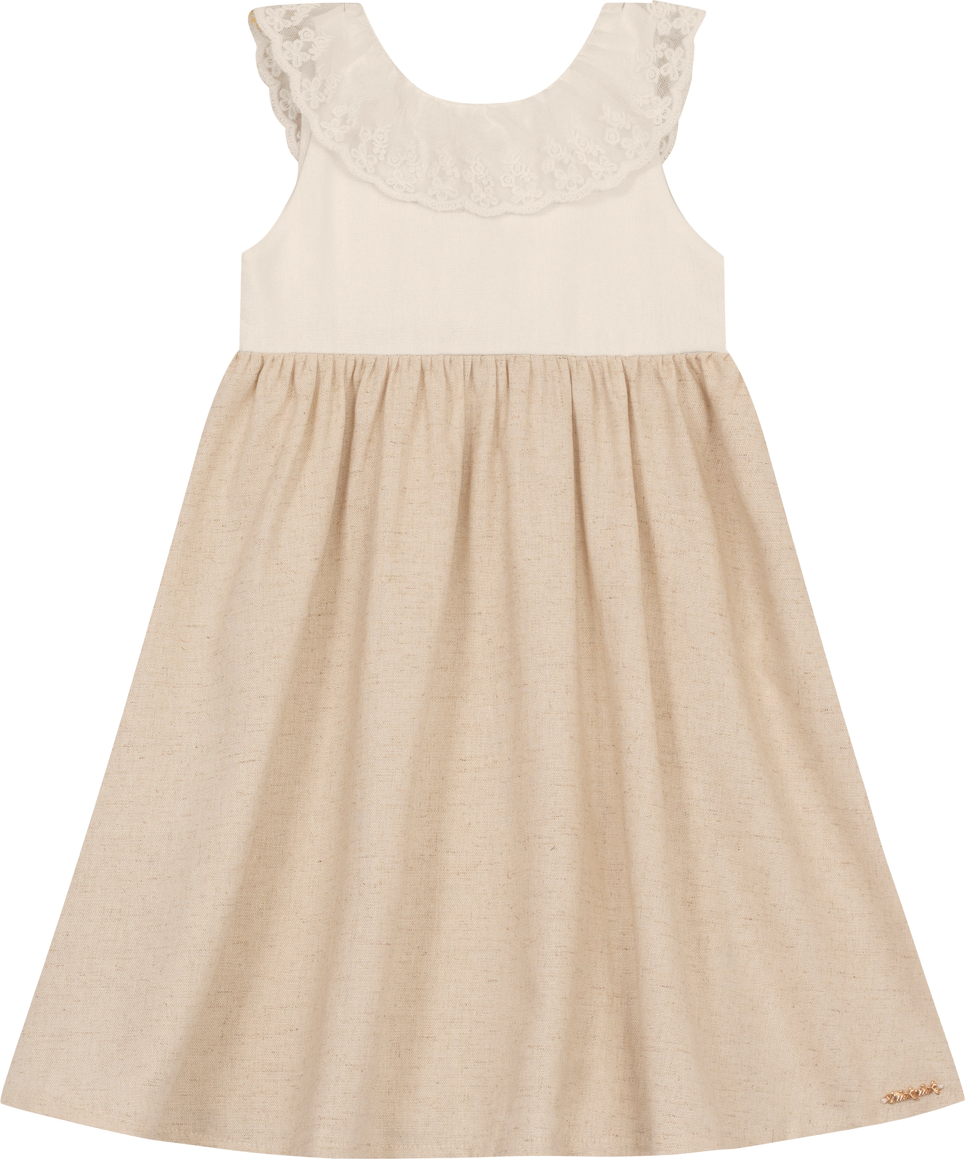 VESTIDO LINHO PREMIUM RENDA LACO COSTA OFF WHITE