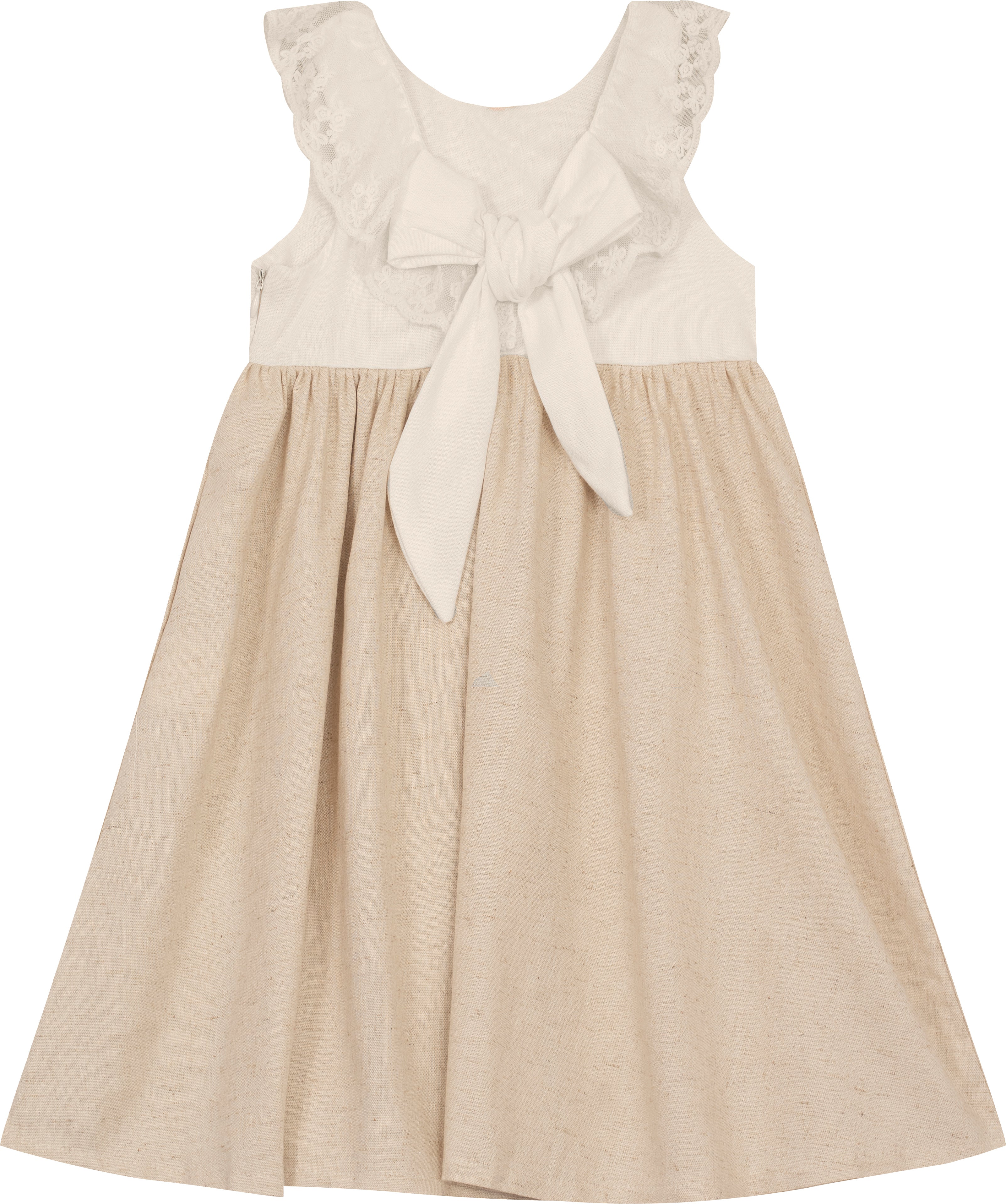 VESTIDO LINHO PREMIUM RENDA LACO COSTA OFF WHITE