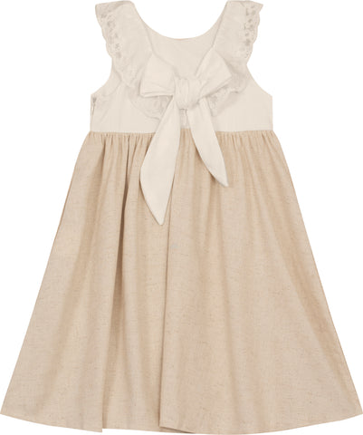 VESTIDO LINHO PREMIUM RENDA LACO COSTA OFF WHITE
